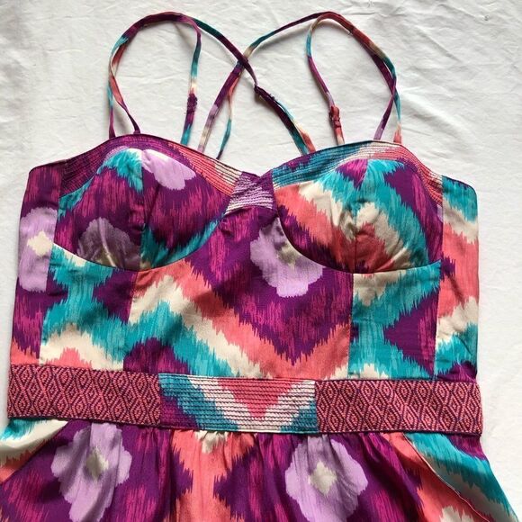 American Eagle Outfitters short strappy dress purple/pink/turqoise Size 2 - Picture 5 of 10